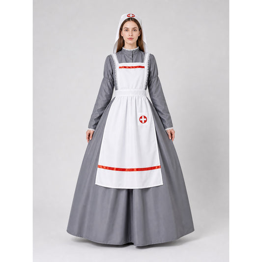 Nurse Costume with Apron and Cap