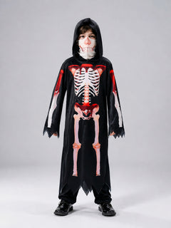 Children's Halloween Death Costume with Skeleton Print