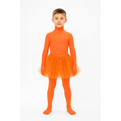 Orange Jumpsuit Costume with Skirt and Mustache for Halloween main product view