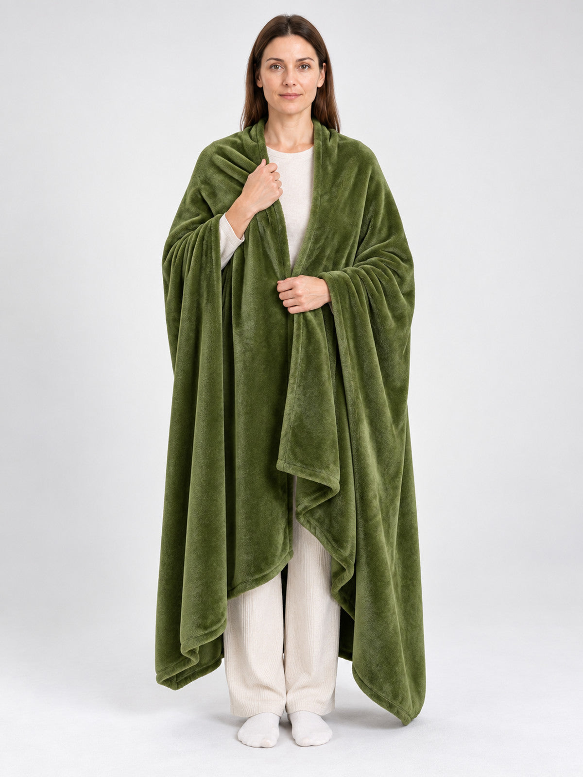 Two-Sided Fleece Blanket in Army Green