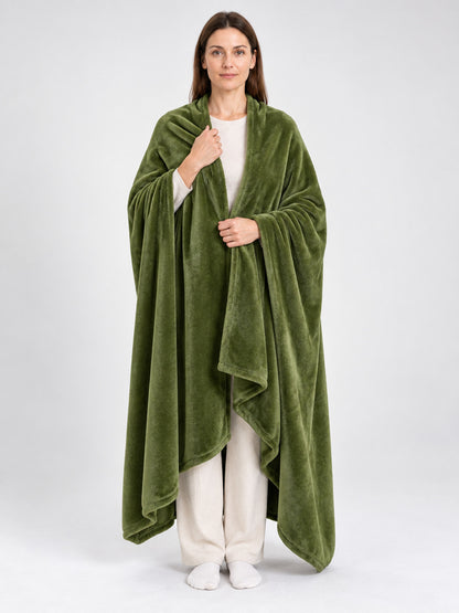 Two-Sided Fleece Blanket in Army Green