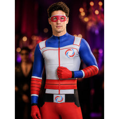 Color Block Superhero Bodysuit Costume with Eye Mask