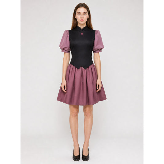 Amity Cosplay Costume: Black Top and Burgundy Skirt