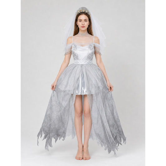 Gothic cosplay dress costume with veil