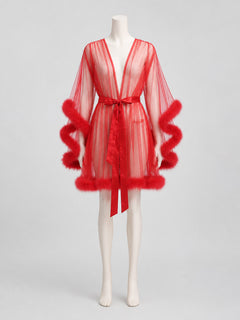 Sexy Red Cape with Fluffy Trim, S-XL