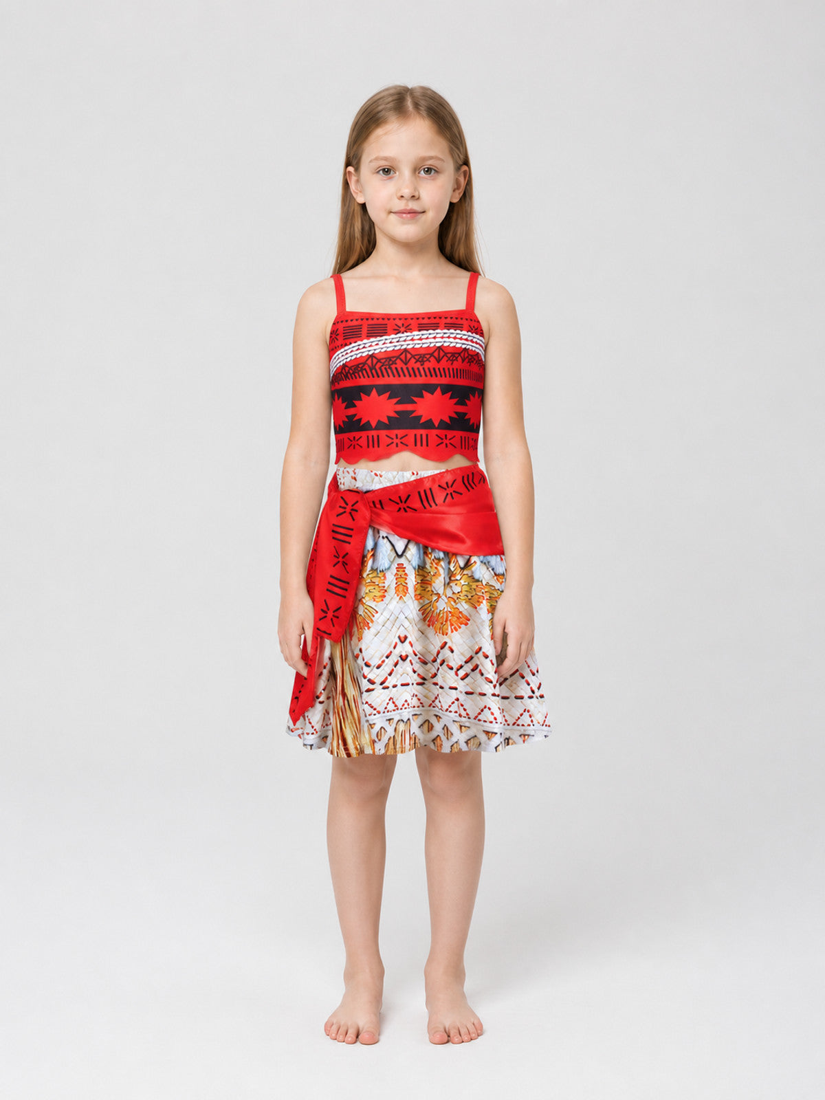 Moana Costume, Red Top and Skirt Set