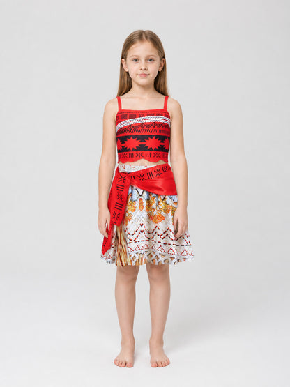 Moana Costume, Red Top and Skirt Set