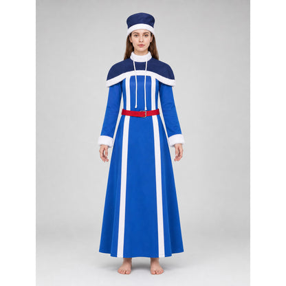 Juvia Cosplay Jumpsuit with Cape and Belt front view