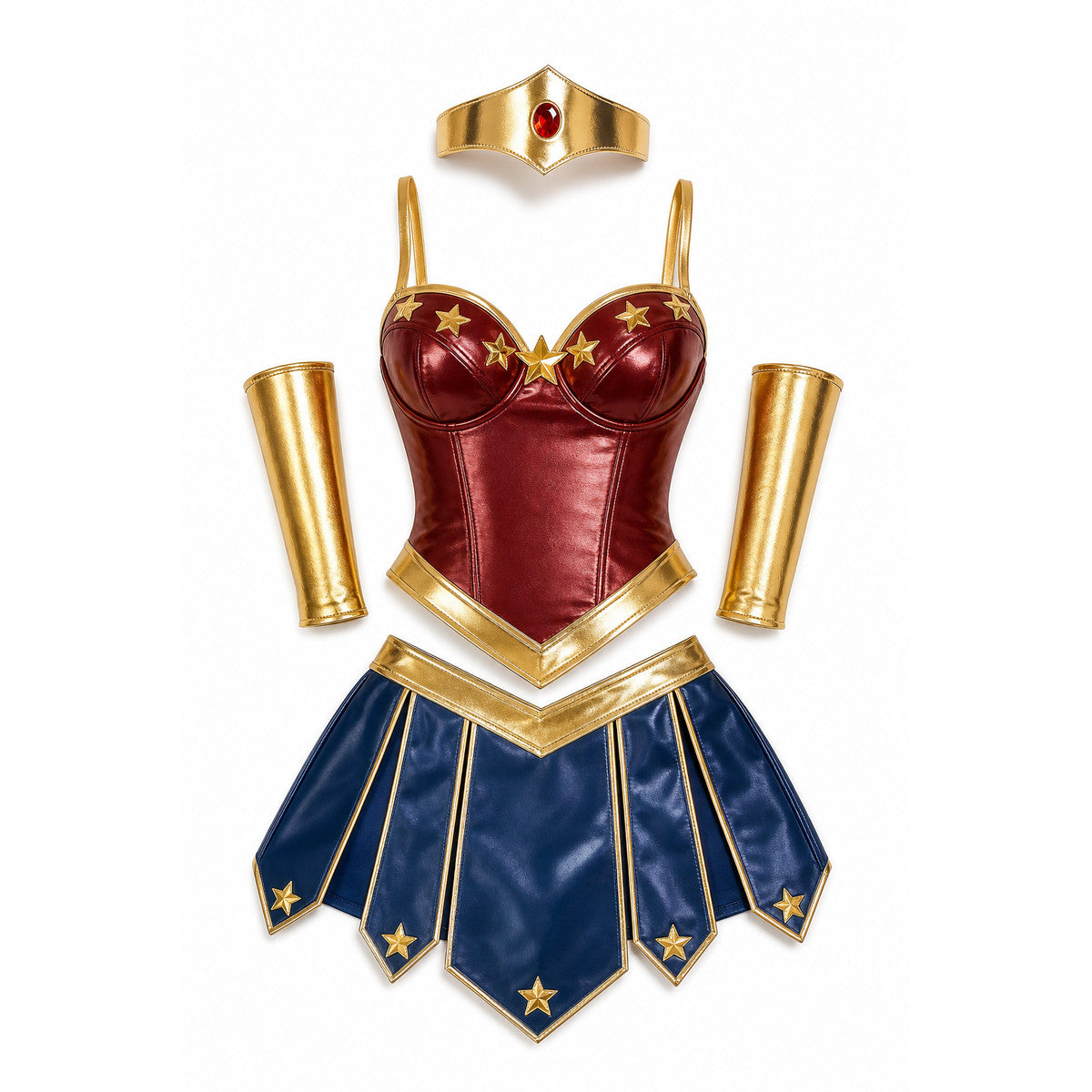 Superheroine Carnival Costume with Corset and Tiara