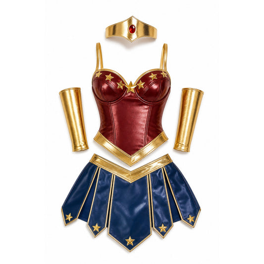 Superheroine Carnival Costume with Corset and Tiara