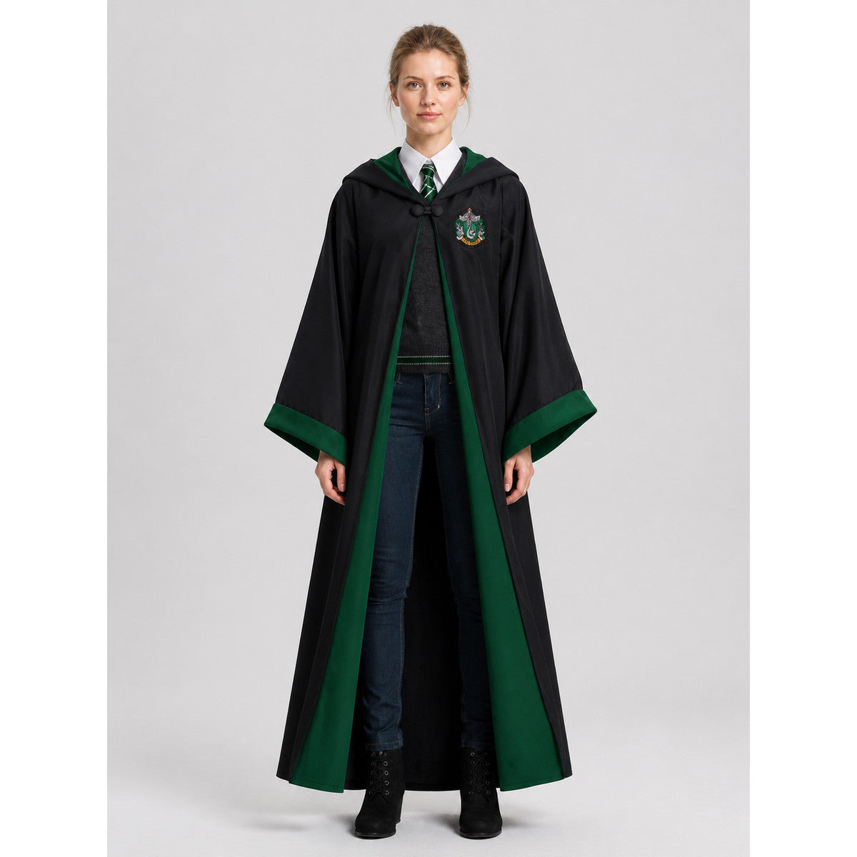 Harry Potter Hooded Robe, Black, Size M-XXL on-model view