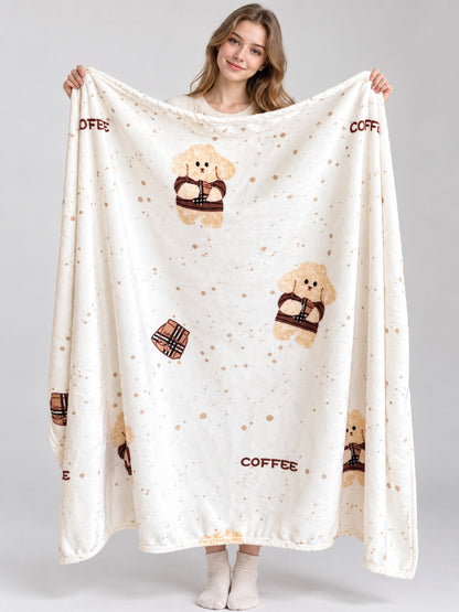 Fleece Blanket with Dog Print and Lettering