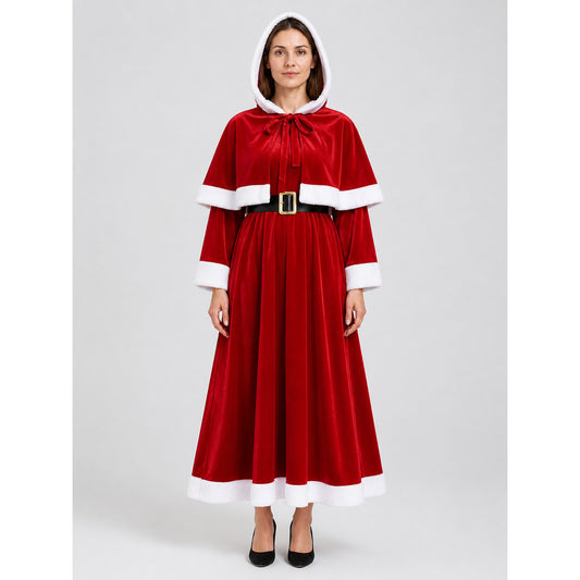 New Year's Dress with Hood and Belt, Red and White