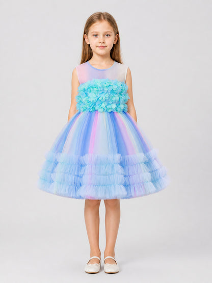 Princess Party Dress with a Multi-Tiered Full Skirt on-model view