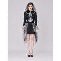Gothic carnival dress with veil, black