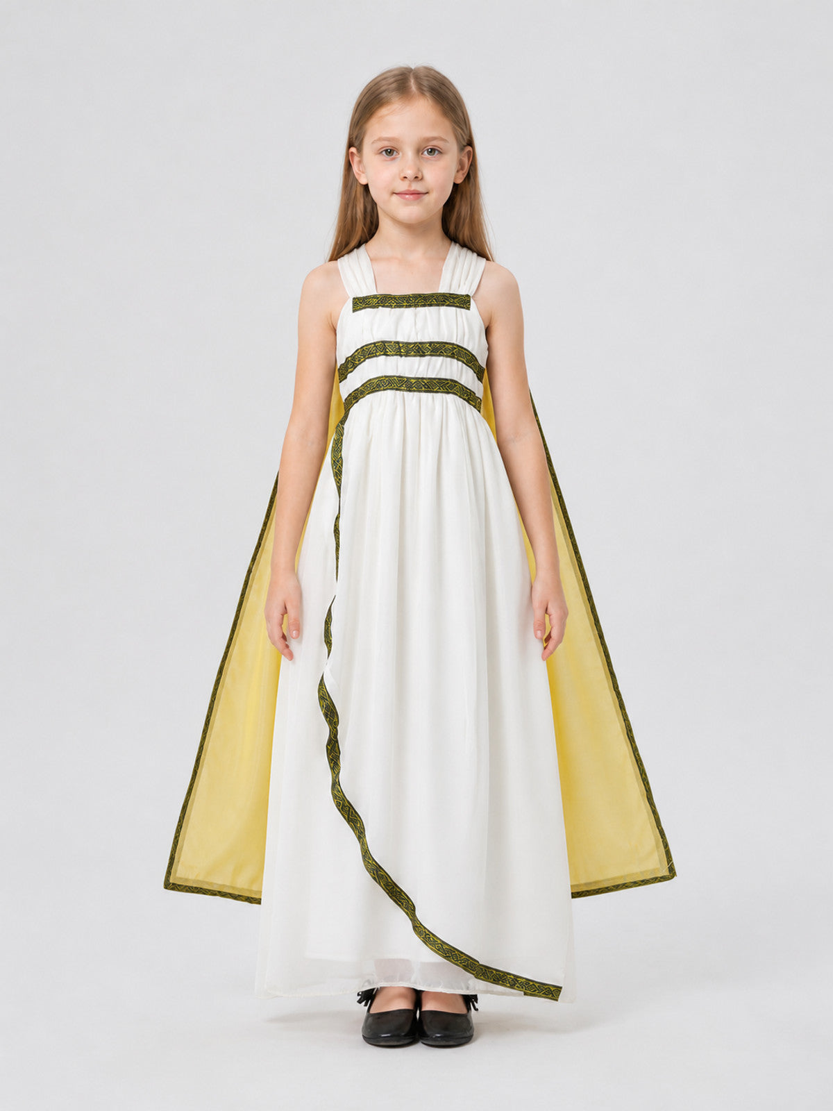 Cleopatra Cosplay Costume: Dress with Cape on-model view