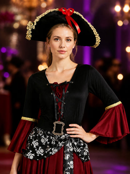 Pirate Costume with an Asymmetrical Skirt for Halloween