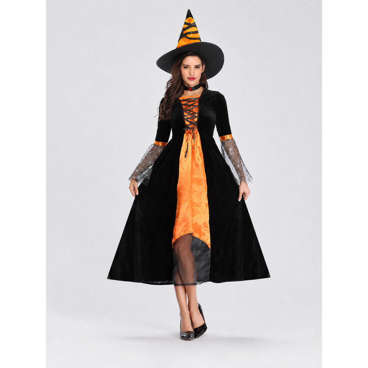 Halloween Witch Cosplay Costume with Hat