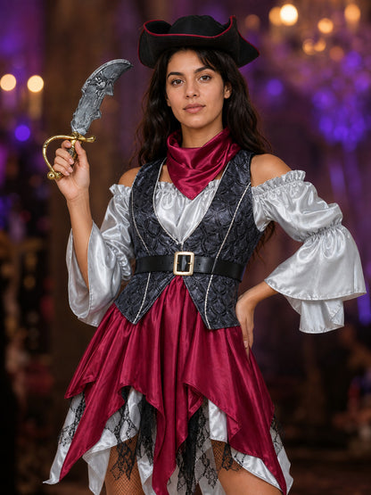 Pirate Costume for Role-Playing, Halloween, and Carnival on-model view