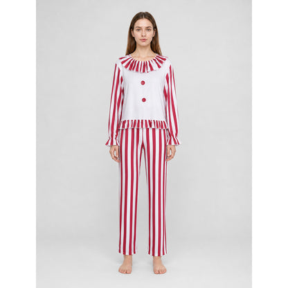 Striped Ruffled Clown-Style Sleep Set