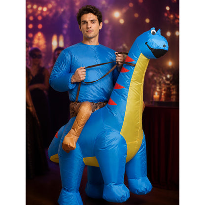 Adult Inflatable Four-Legged Dinosaur Costume With Saddle, Halloween Party on-model view