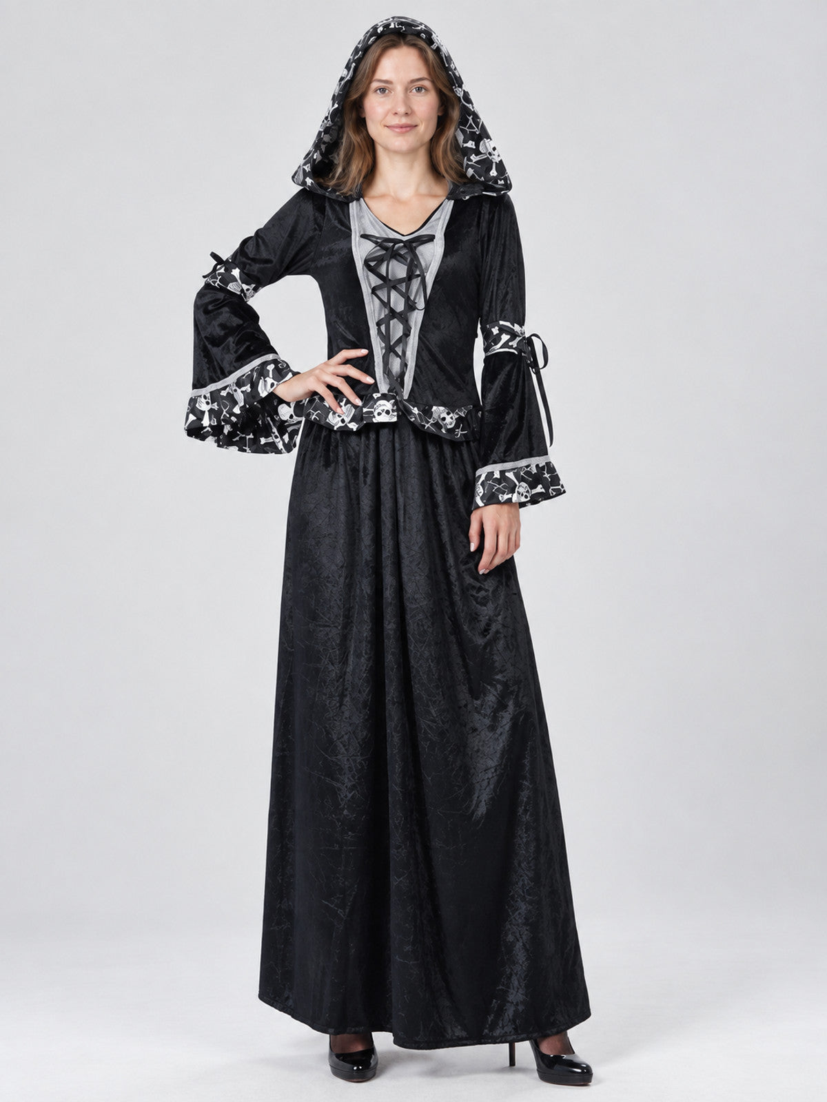 Death Carnival Costume with Hood and Bones