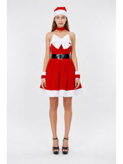 Santa Claus Cosplay Costume with Bow and Belt