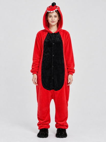 Hooded Jumpsuit Pajama with Black Insert