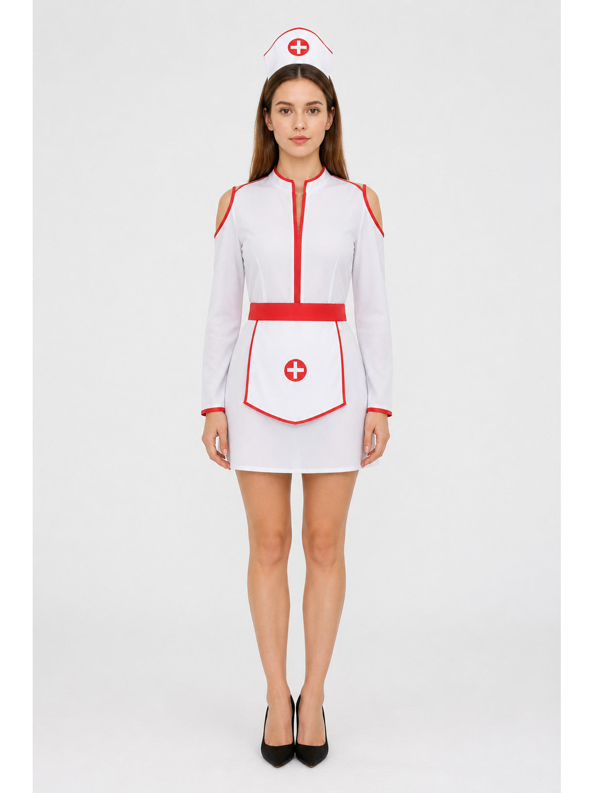 White Medical Costume with Red Trim main product view