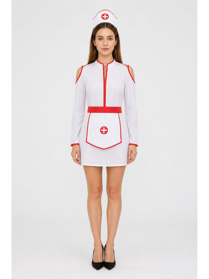 White Medical Costume with Red Trim main product view