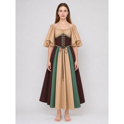 Medieval Dress with Corset Lacing and Ruffles