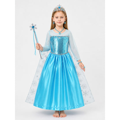 Blue Snow Queen Costume with Accessories