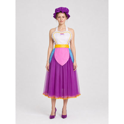 Cosplay Costume Dress with Apron and Hat on-model view