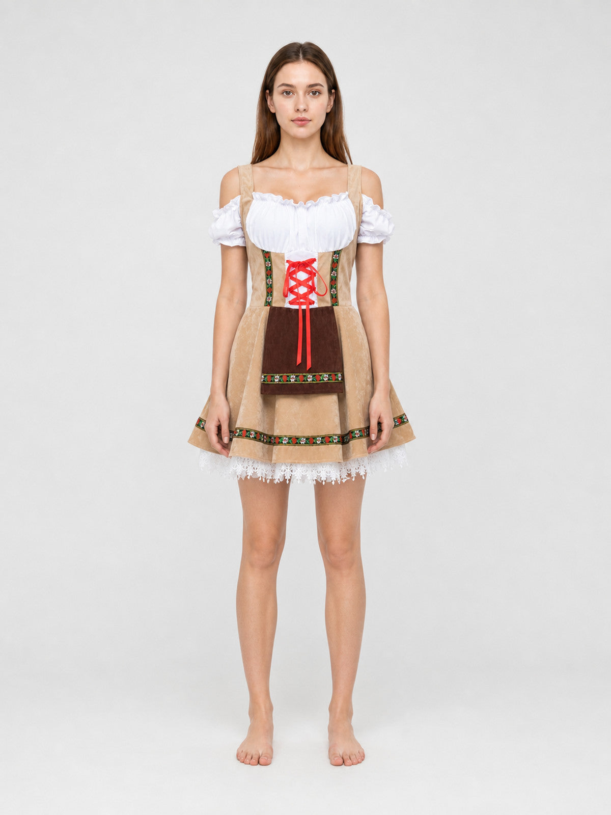 Bavarian Historical Costume for Cosplay with Apron on-model view