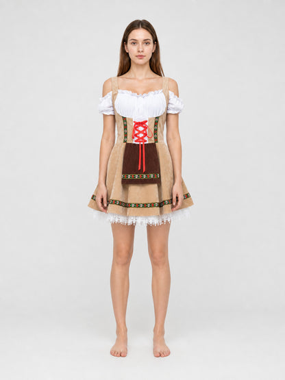 Bavarian Historical Costume for Cosplay with Apron on-model view