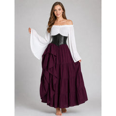 Gothic Medieval Costume Dress with Corset and Skirt