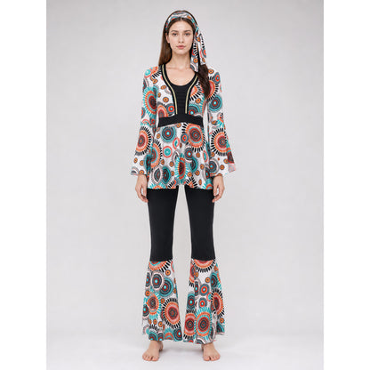 Retro stage costume with sleeves and flared pants