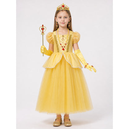 Princess Costume in a Yellow Dress for Halloween