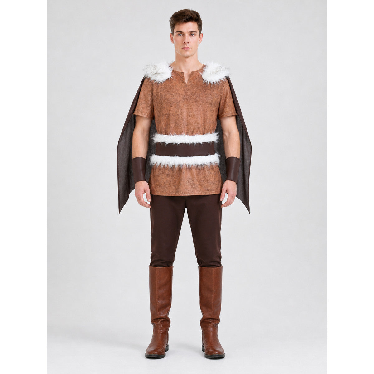 Medieval Costume with Cloak, Belt, and Boots on-model view