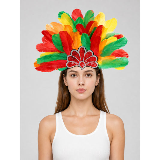 Multicolored Carnival Feather Headpiece
