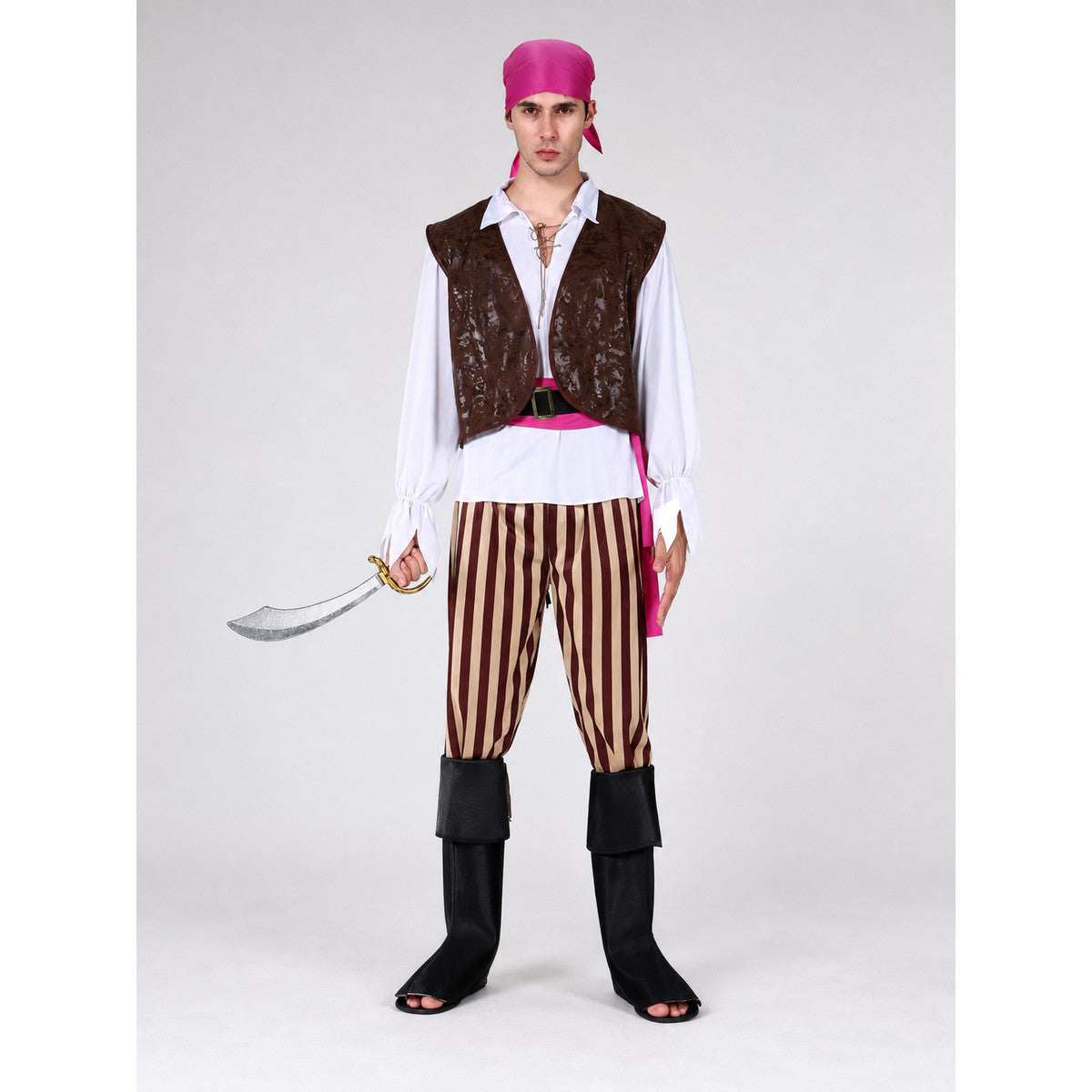 Carnival Pirate Costume with Accessories for Halloween on-model view