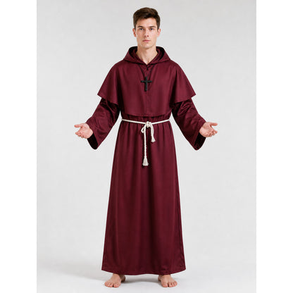 Hooded Monk Costume for Halloween and Cosplay on-model view