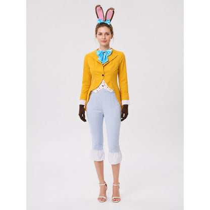 Halloween Rabbit Costume, M-XL, with Ears and Bow on-model view