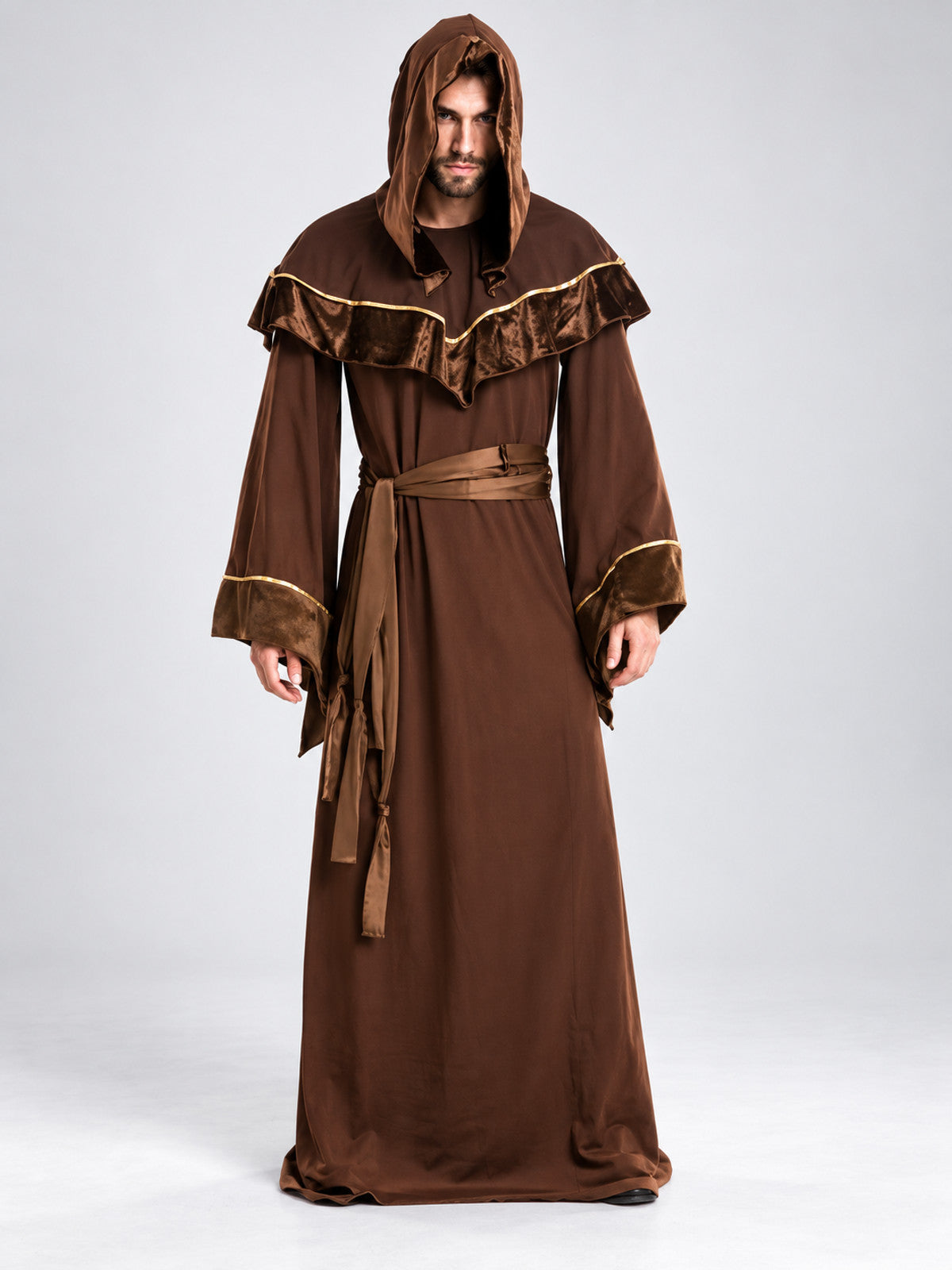 Adult Wizard Costume with Hood and Belt