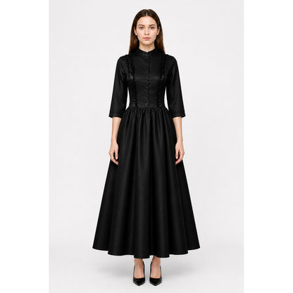 High-Neck Long-Sleeve Dress
