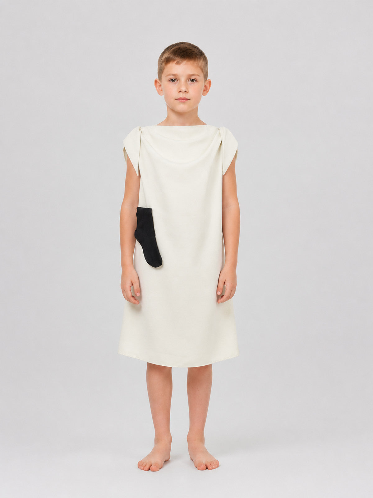 Dobby Cosplay Costume, Cream Sleeveless Dress on-model view