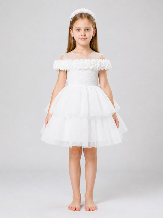Princess Dress with Lace Bodice and Full Skirt on-model view