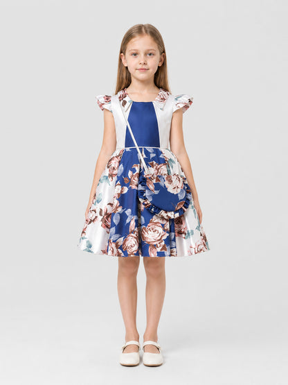 Girls' Princess Dress with Handbag, Full Skirt on-model view
