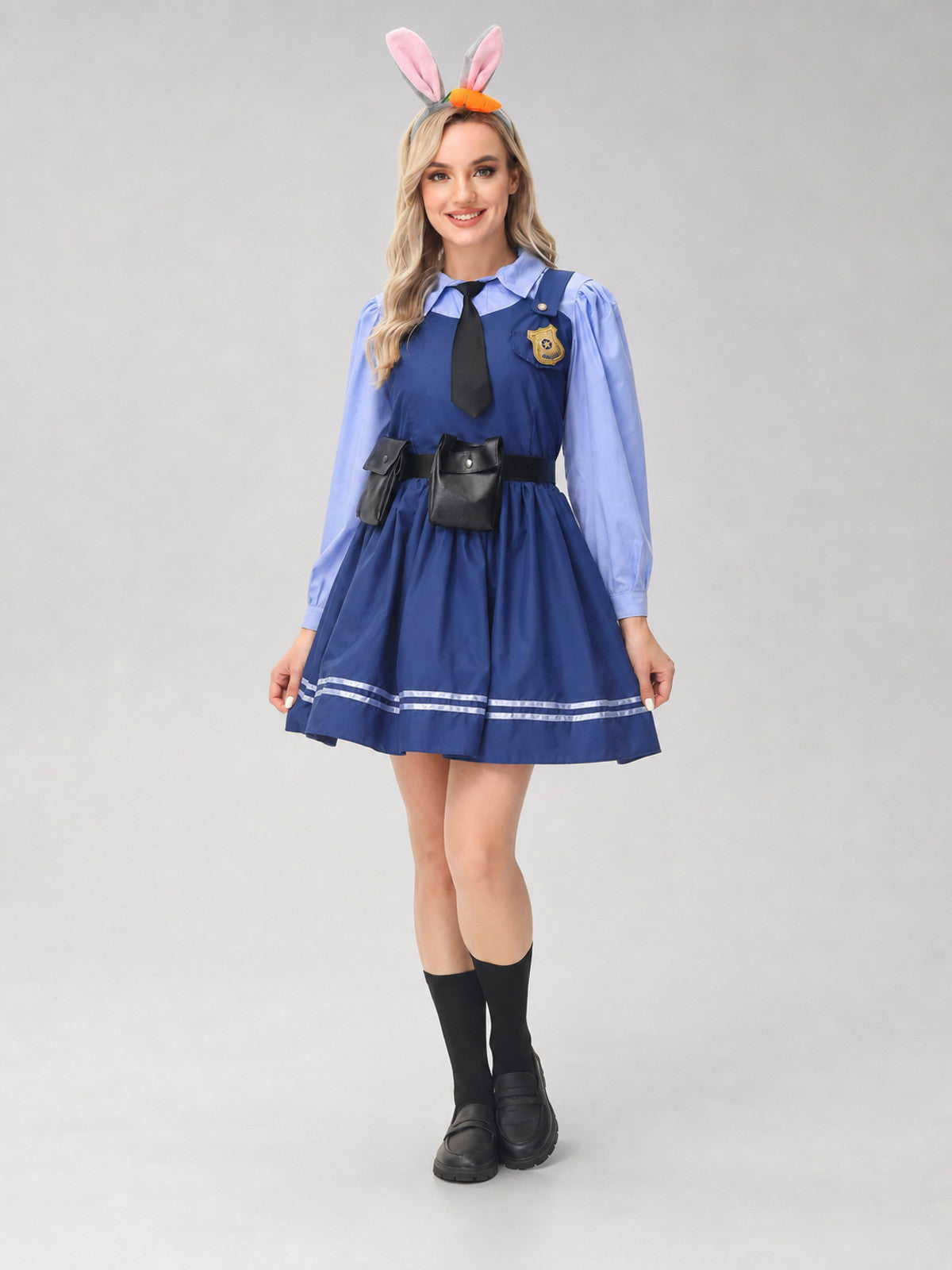Police Officer Costume with Skirt, Tie, and Badge main product view
