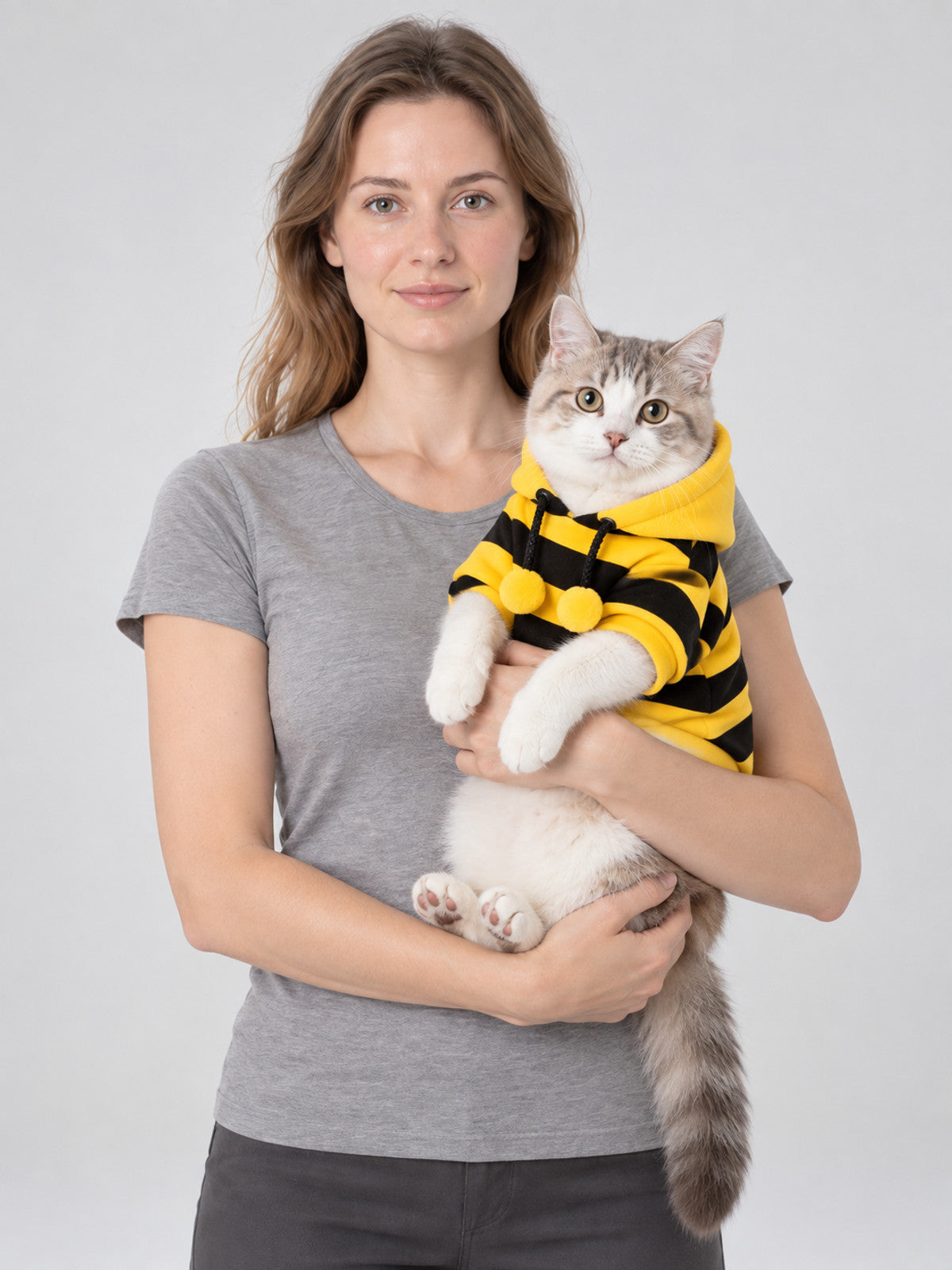 Bee Costume for Cats and Dogs, Yellow and Black with Hood